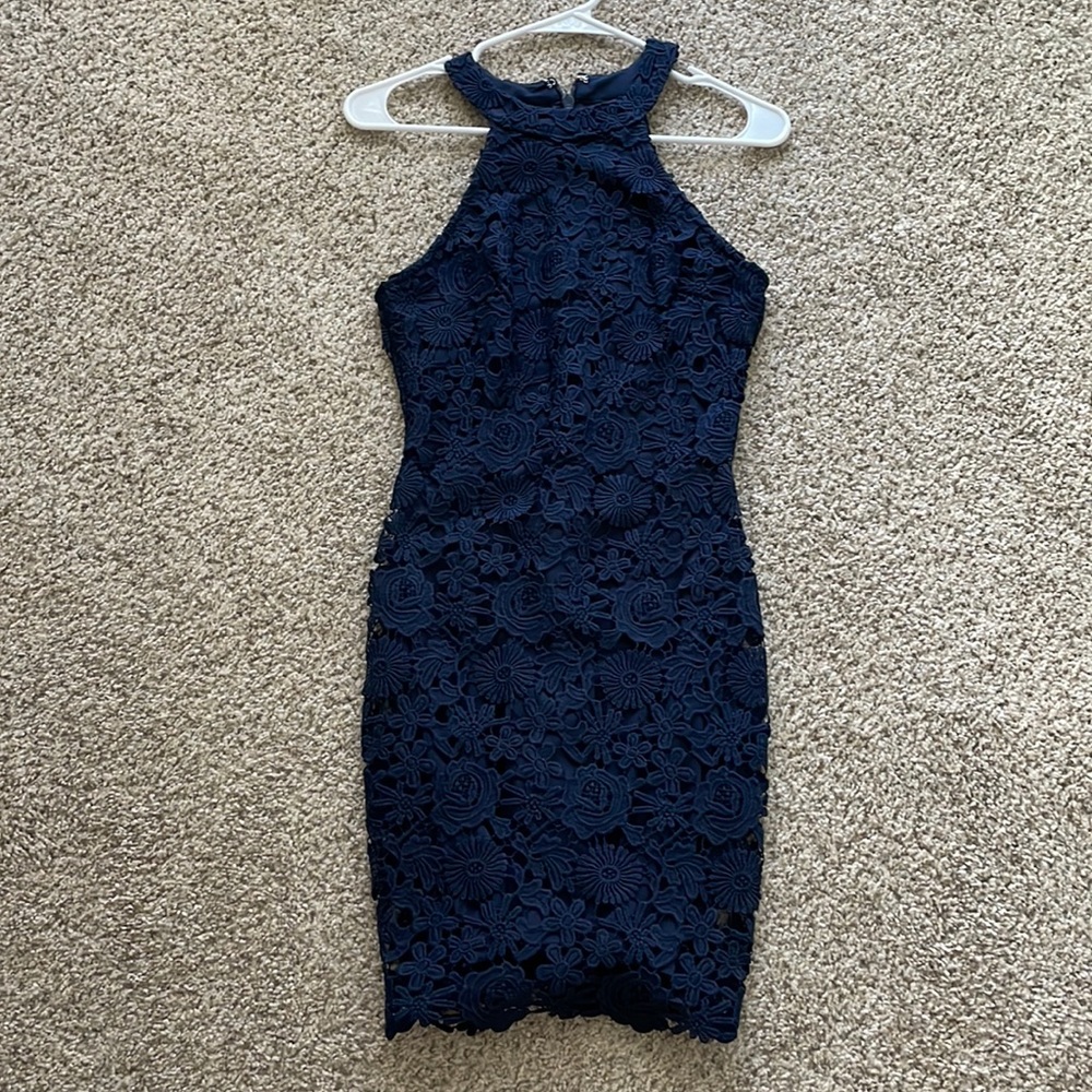 Lulu’s Lace Bodycon Dress - XS, Navy Blue